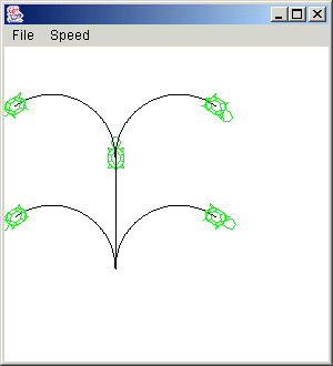 図 7.3.3 4匹のタートルを使うプログラム(1)